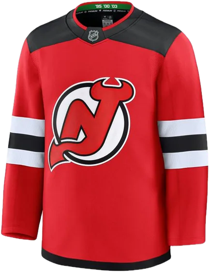 New Jersey Devils Home Red sweater worn October 15 2026 against the Rangers, from the NHL daily uniform tracker