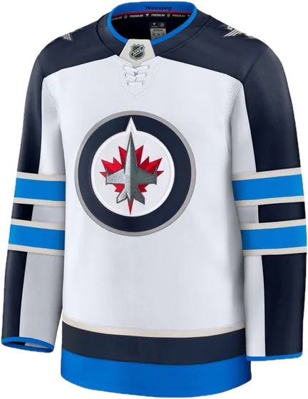 Winnipeg Jets Road White sweater worn October 15 2026 against the Blackhawks, from the NHL daily uniform tracker