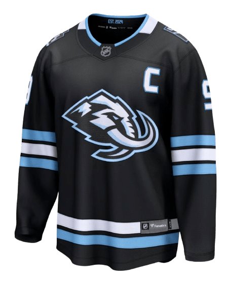 Utah Mammoth Home Black sweater worn October 1 2026 against the Blackhawks, from the NHL daily uniform tracker