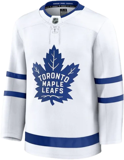 Toronto Maple Leafs Road White sweater worn October 13 2026 against the Mammoth, from the NHL daily uniform tracker