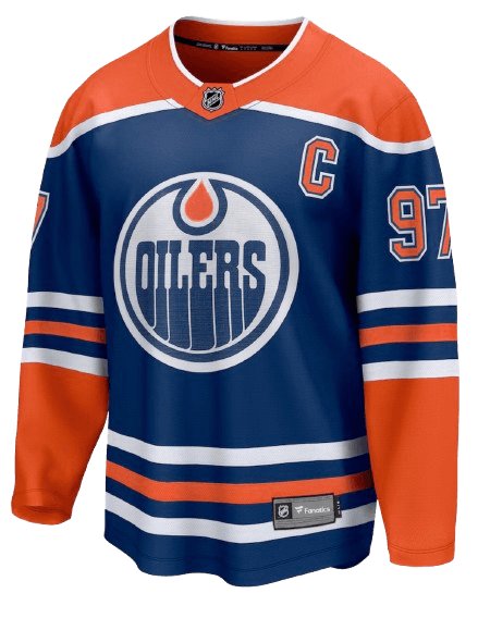 Edmonton Oilers Home Royal Blue sweater worn September 29 2026 against the Canucks, from the NHL daily uniform tracker