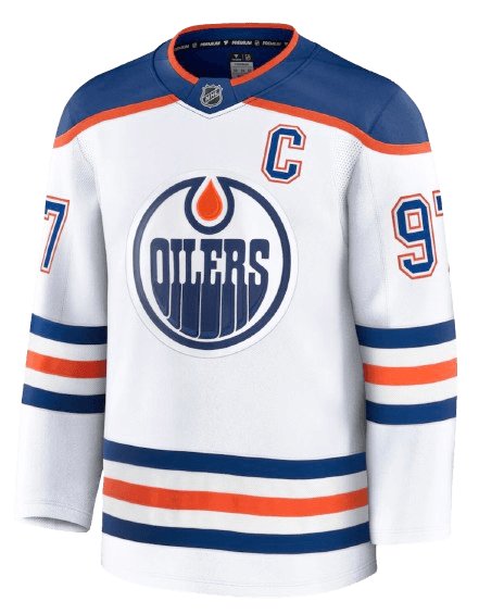 Edmonton Oilers Road White sweater worn October 1 2026 against the Canucks, from the NHL daily uniform tracker