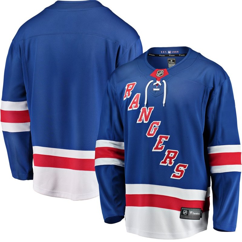 New York Rangers Home Blue sweater worn October 1 2026 against the Lightning, from the NHL daily uniform tracker