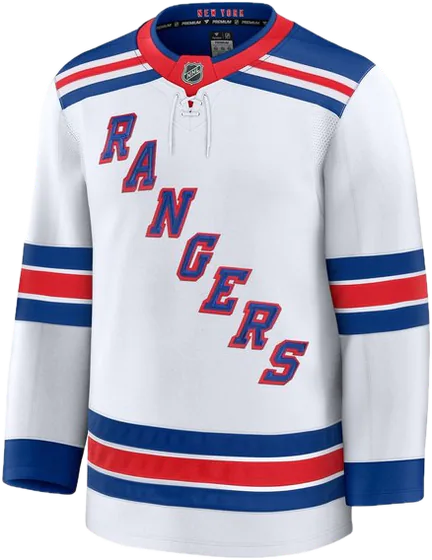 New York Rangers Road White sweater worn October 15 2026 against the Devils, from the NHL daily uniform tracker