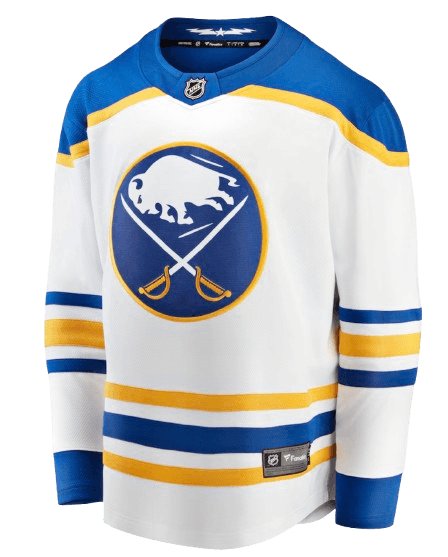 Buffalo Sabres Road White sweater worn October 1 2026 against the Blue Jackets, from the NHL daily uniform tracker