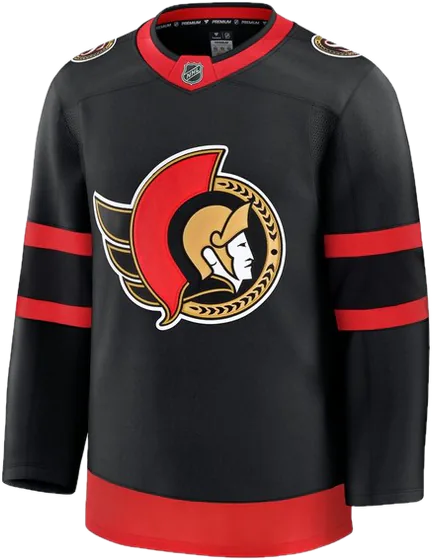 Ottawa Senators Home Black sweater worn October 15 2026 against the Islanders, from the NHL daily uniform tracker