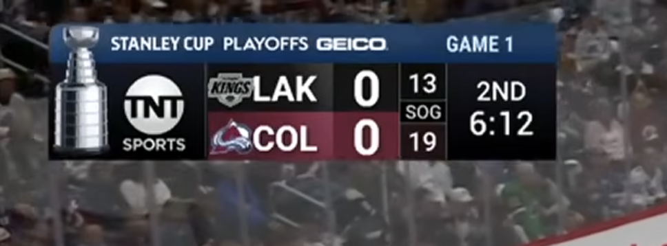 TNT Sports NHL Stanley Cup Playoffs 2026 scorebug with full Stanley Cup Playoffs branding on TNT TBS truTV broadcast