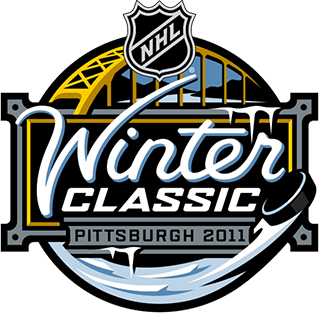 2011 NHL Winter Classic logo for Capitals at Penguins at Heinz Field with Pittsburgh gold and black colors