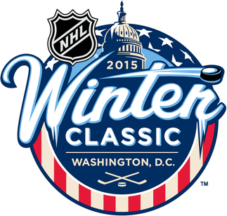 2015 NHL Winter Classic logo for Blackhawks at Capitals at Nationals Park Washington DC with Washington Monument