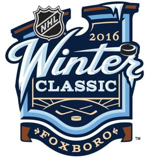 2016 NHL Winter Classic logo for Canadiens at Bruins at Gillette Stadium Foxborough with stadium silhouette