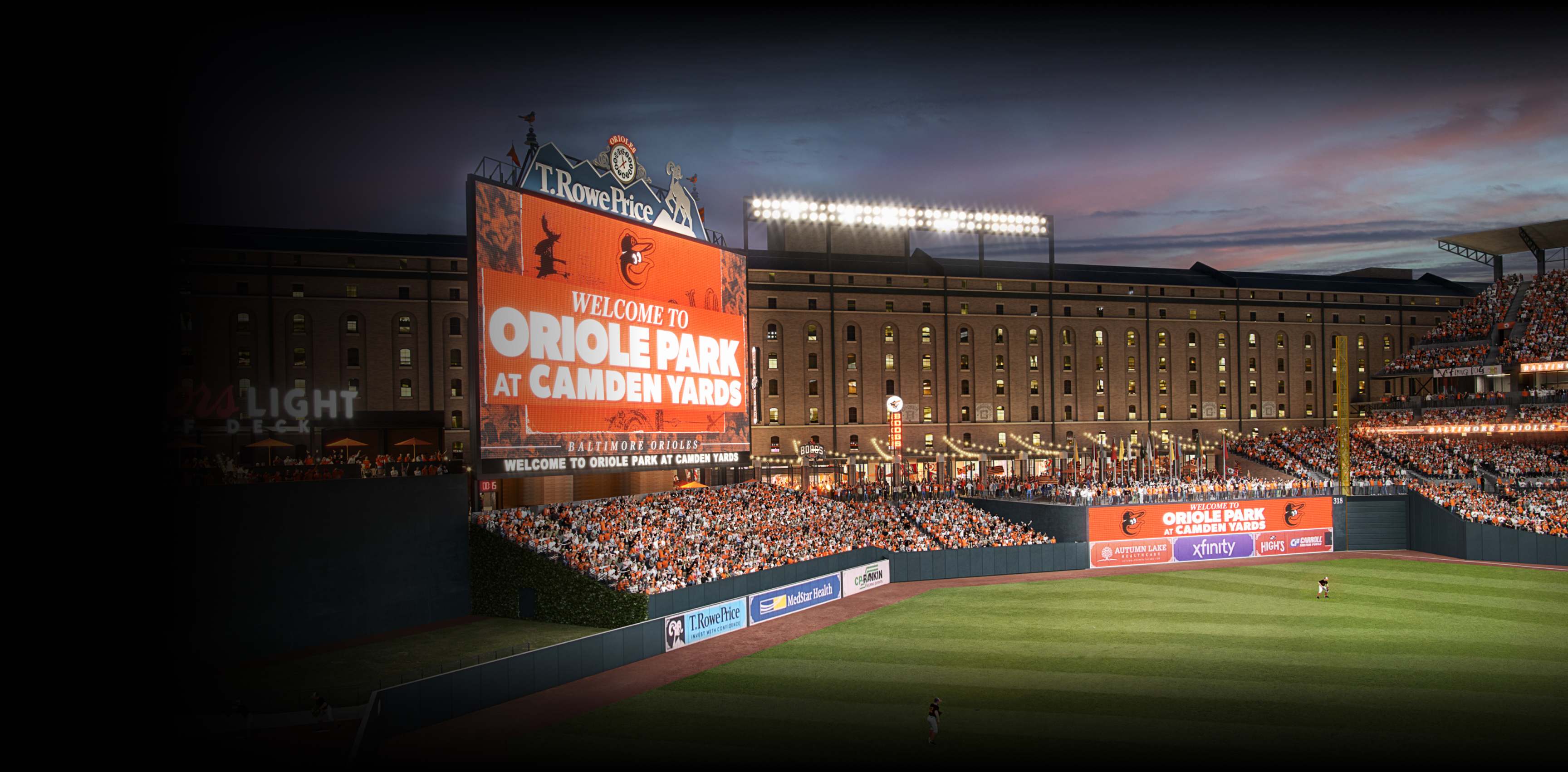 Camden Yards scoreboard construction view