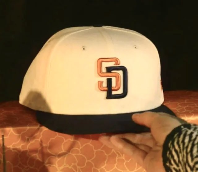San Diego Padres 2026 City Connect leaked hat with navy and orange SD logo on cream crown