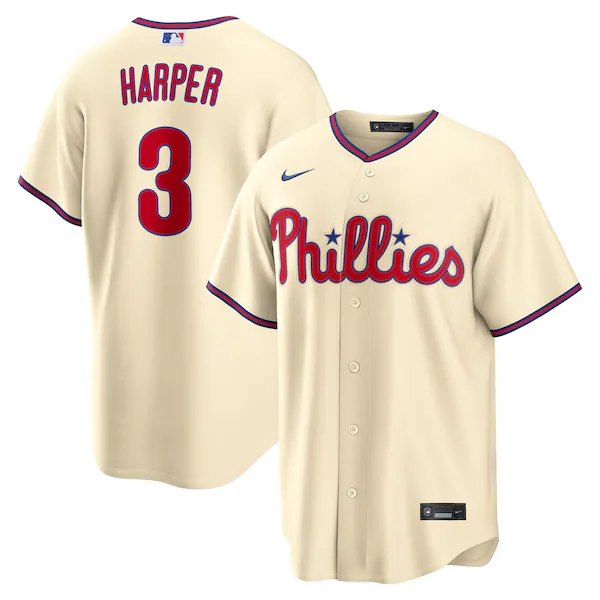 Bryce Harper Philadelphia Phillies cream alternate jersey