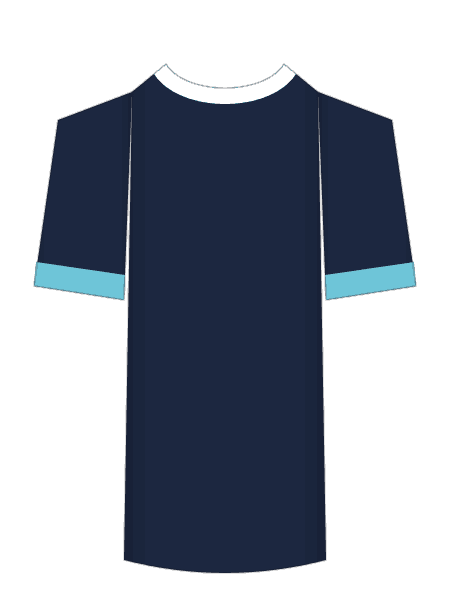 Newcastle United Night Navy away shirt colorway render with white and Vista Blue trim, worn at Tottenham on August 29 2026