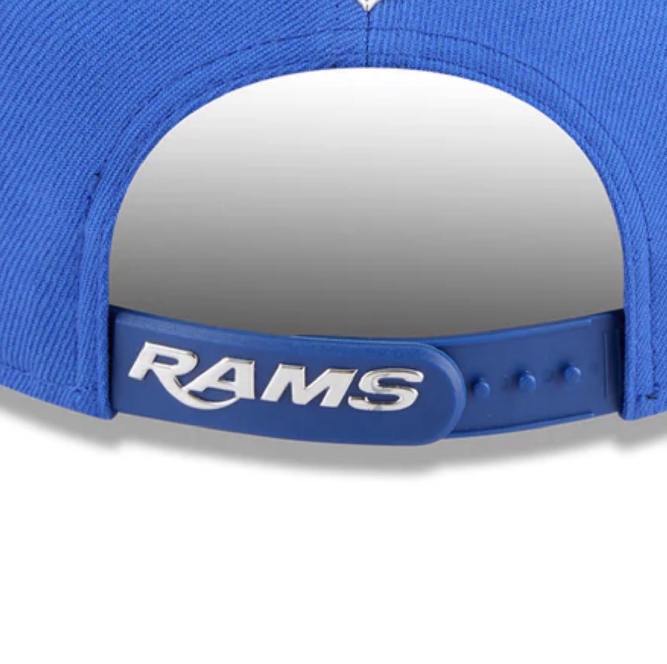 Rams 2026 NFL Draft Hat back showing new RAMS wordmark on snapback