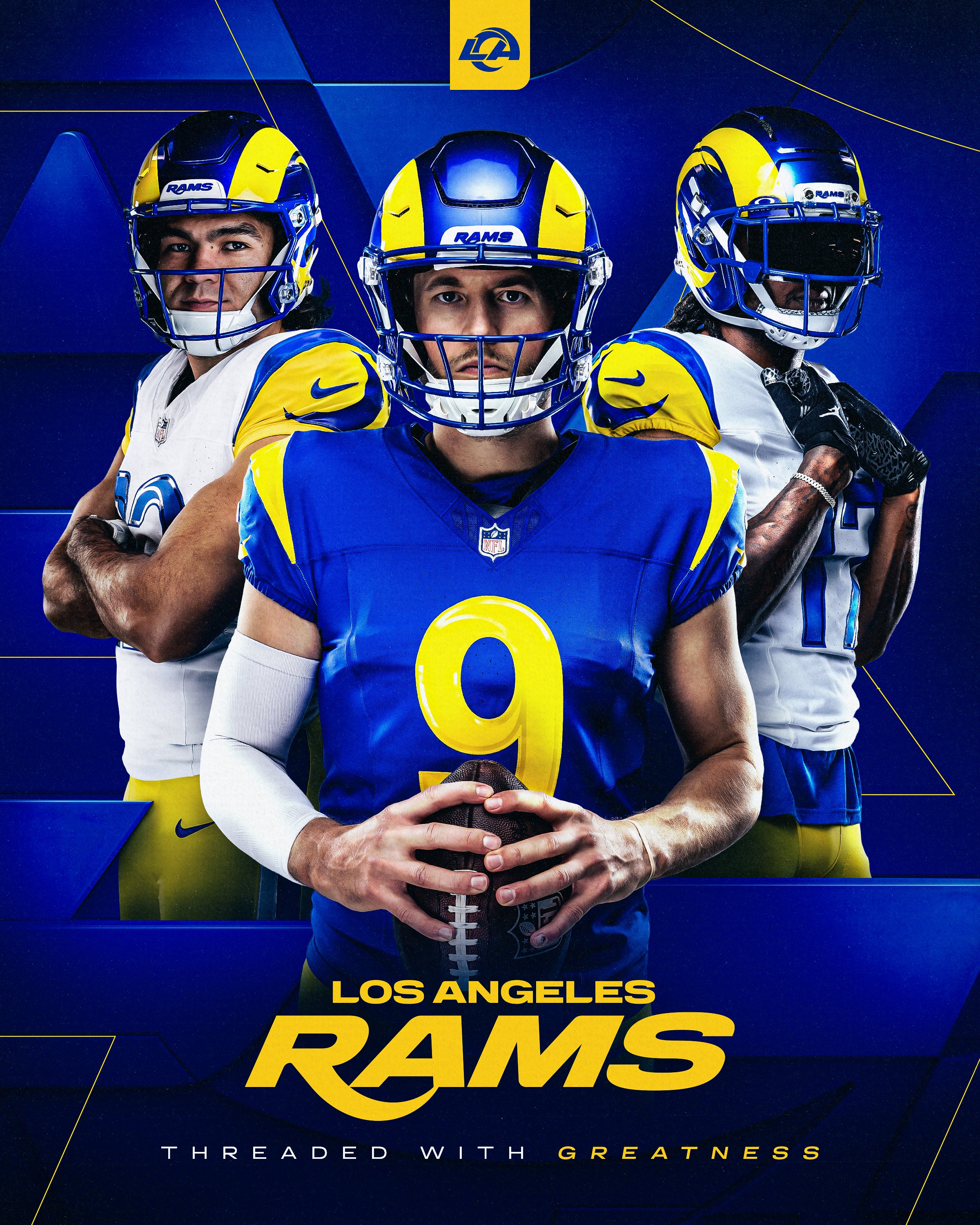 Los Angeles Rams new 2026 uniforms reveal featuring Matthew Stafford in updated blue and yellow home jersey