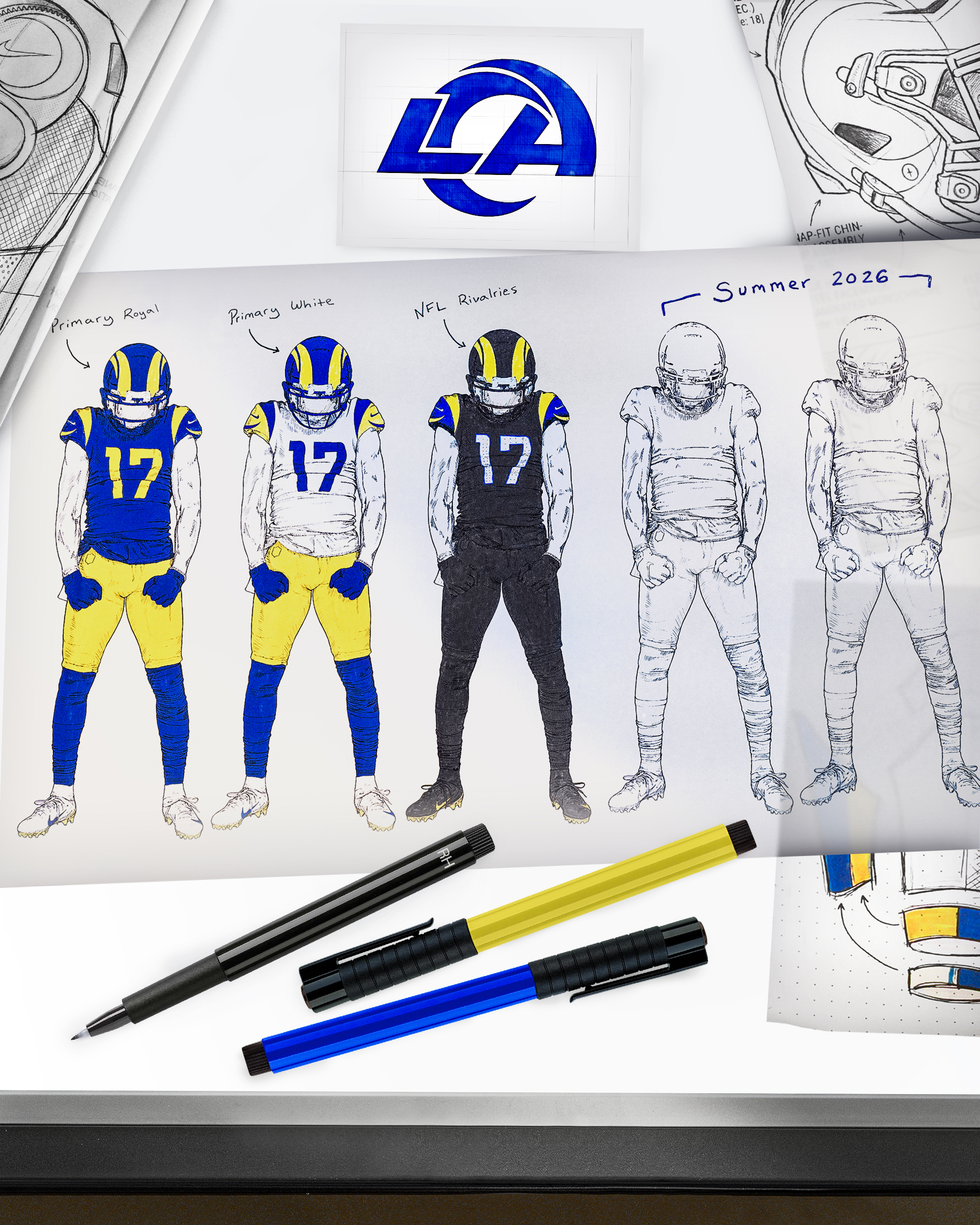 Los Angeles Rams 2026 uniform design mockups and concept sketches