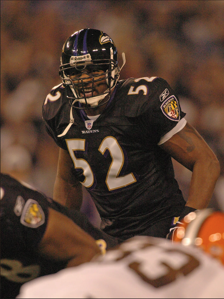 Baltimore Ravens 2004 black alternate uniform Ray Lewis
