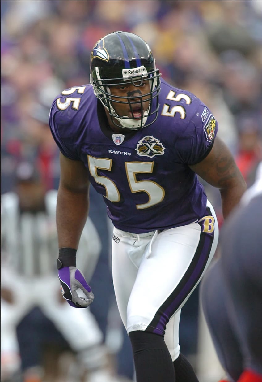 Baltimore Ravens 2005 purple uniform Terrell Suggs 10th anniversary