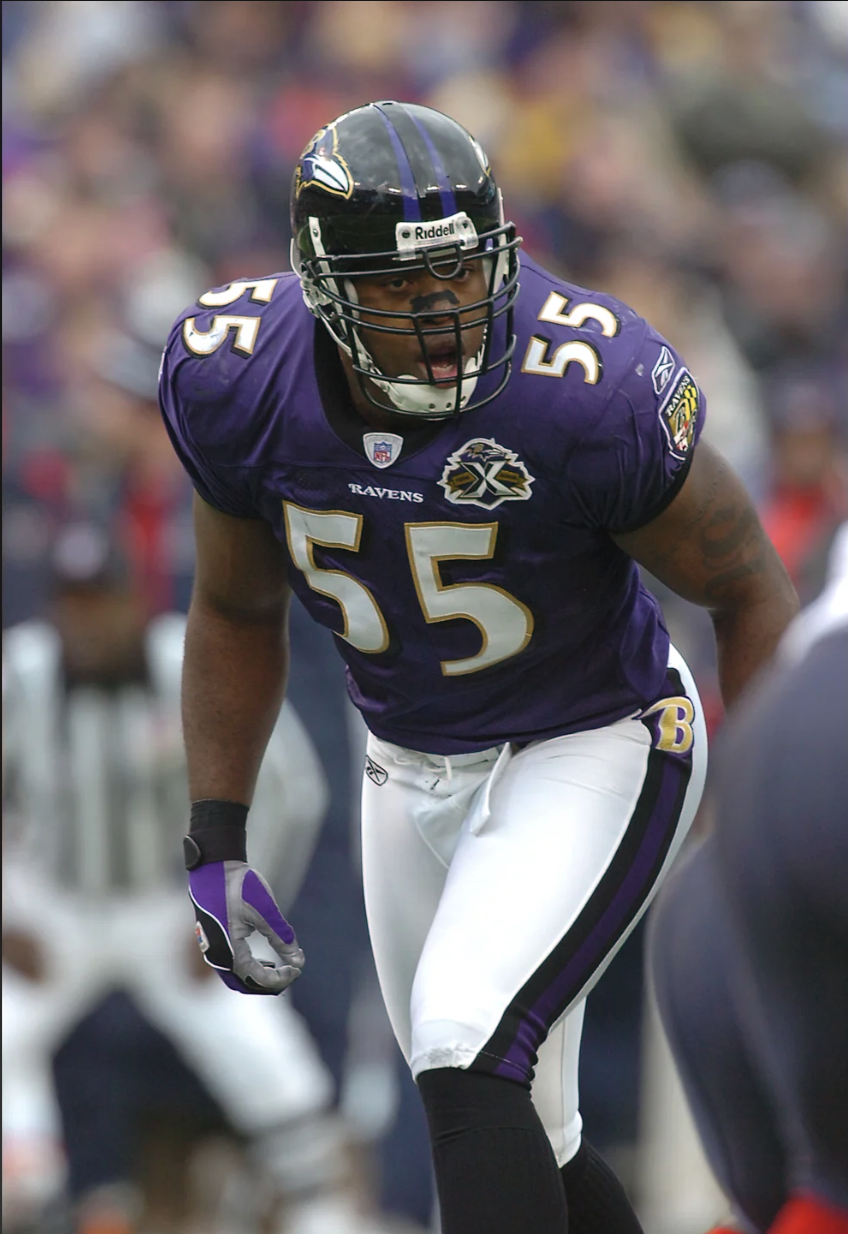 Baltimore Ravens 2005 purple uniform Terrell Suggs 10th anniversary