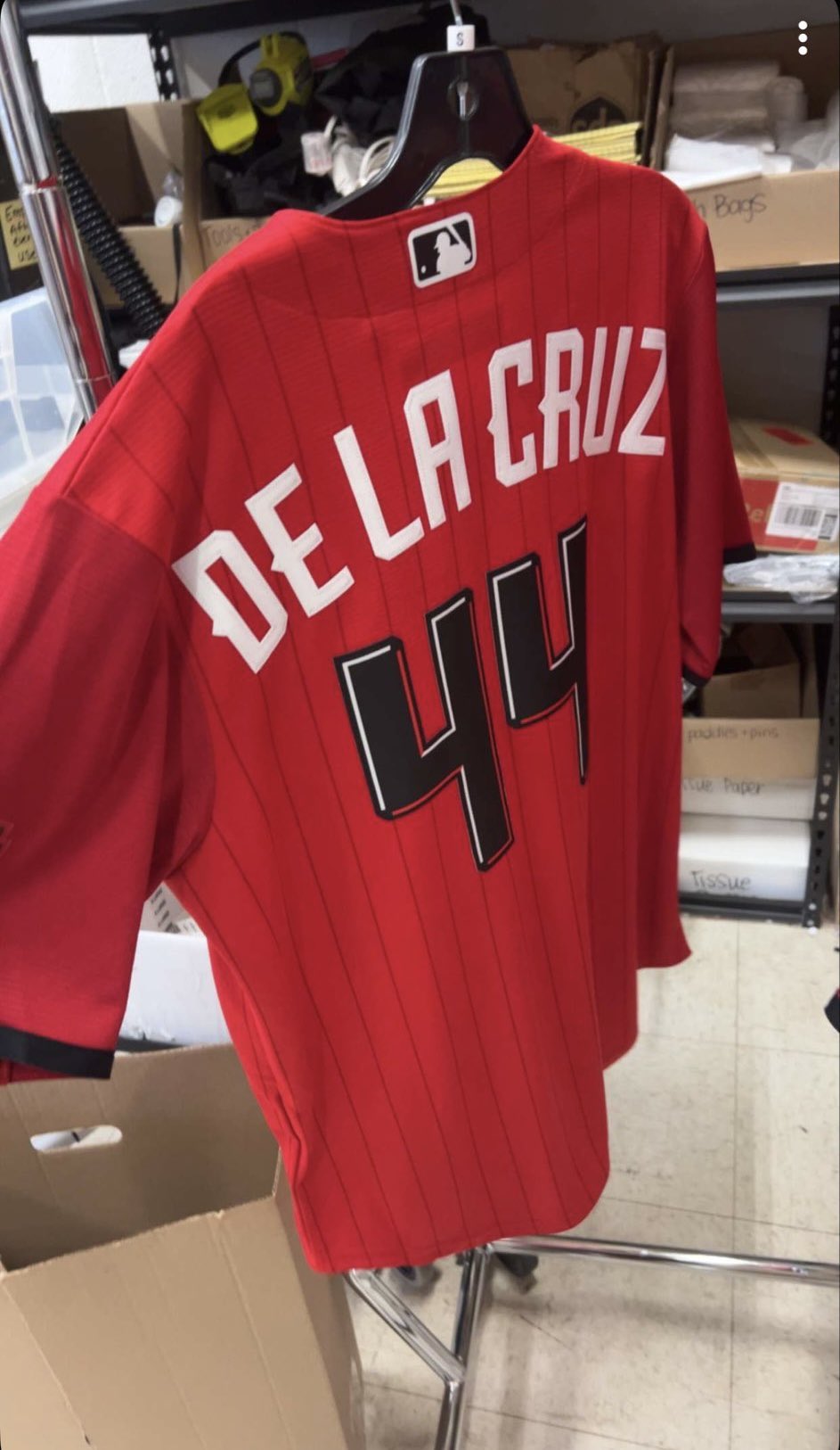 Cincinnati Reds leaked City Connect jersey back showing De La Cruz 44
