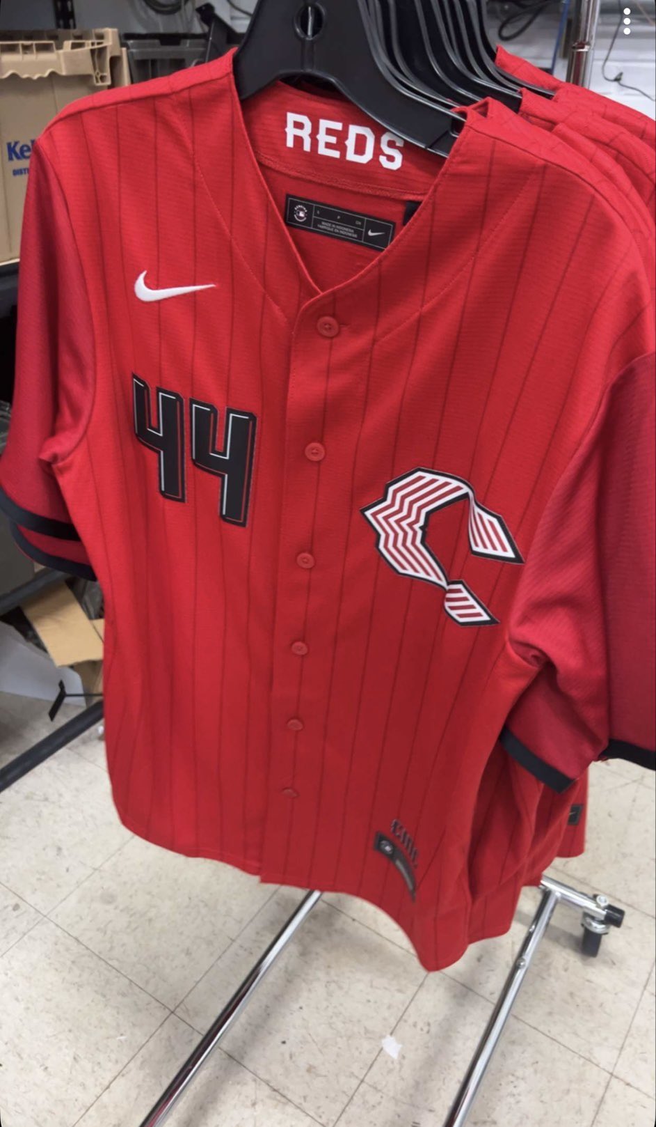 Cincinnati Reds leaked City Connect jersey front with new C logo and number 44