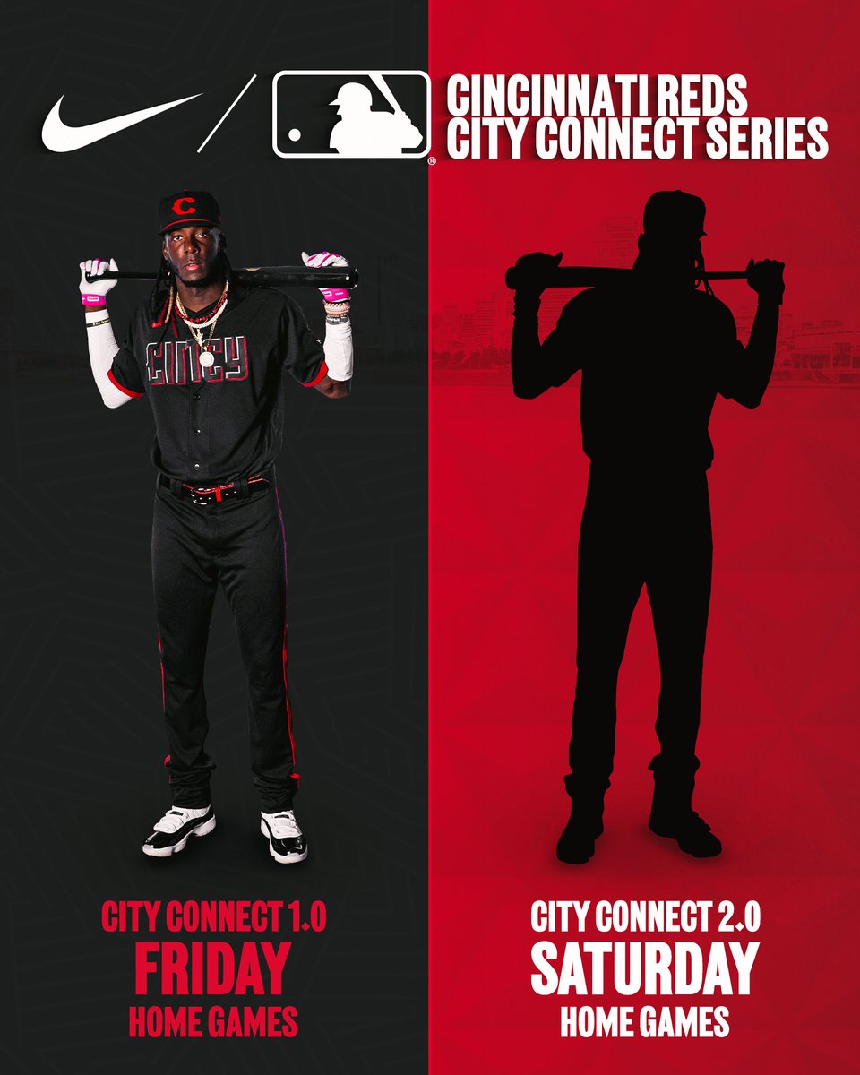 Cincinnati Reds City Connect Series schedule showing 1.0 on Fridays and 2.0 on Saturdays