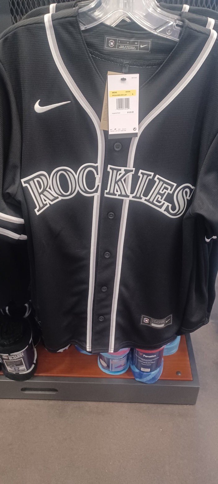 Colorado Rockies black alternate jersey spotted at team store with price tag still attached