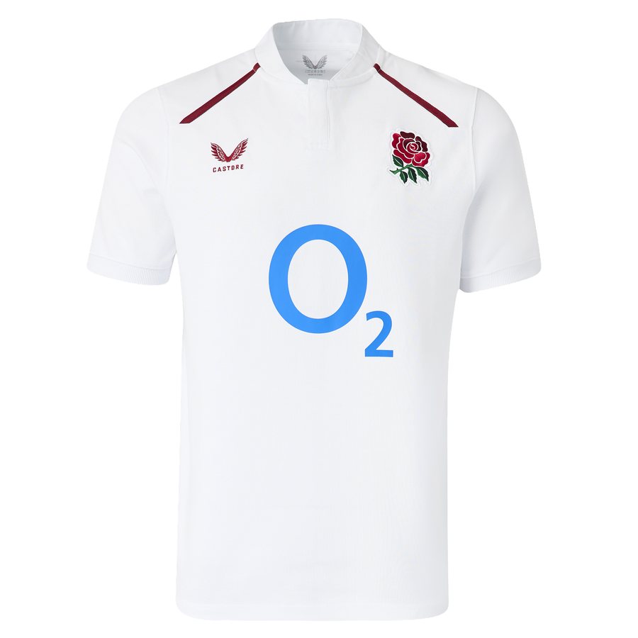 England white Castore home rugby jersey and uniform with red rose crest