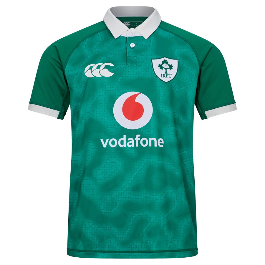 Ireland emerald green Canterbury home rugby jersey with shamrock crest