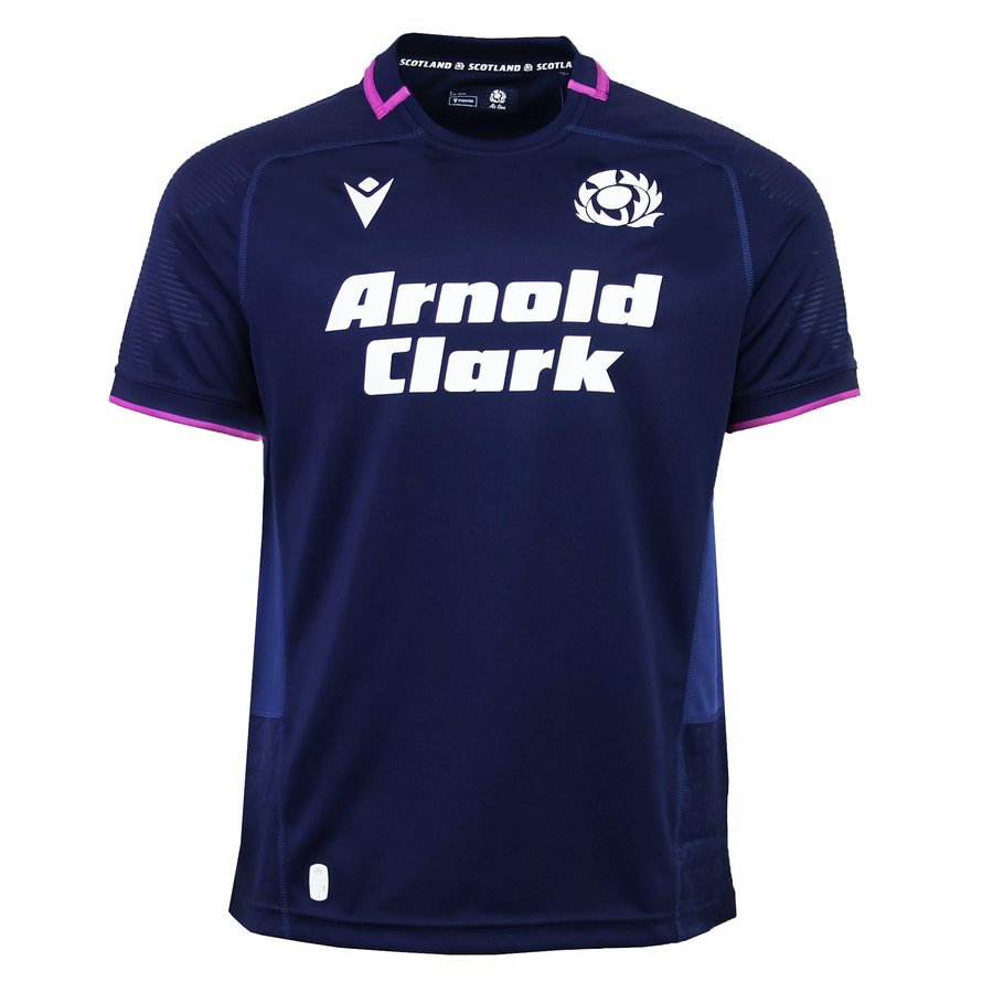 Scotland dark navy Macron home rugby jersey with thistle crest
