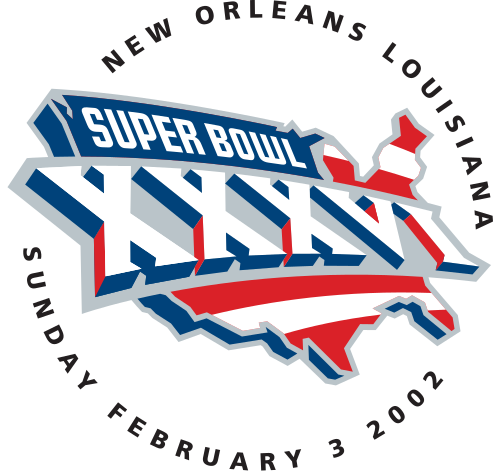 Super Bowl XXXVI 2002 New Orleans post 9/11 championship logo