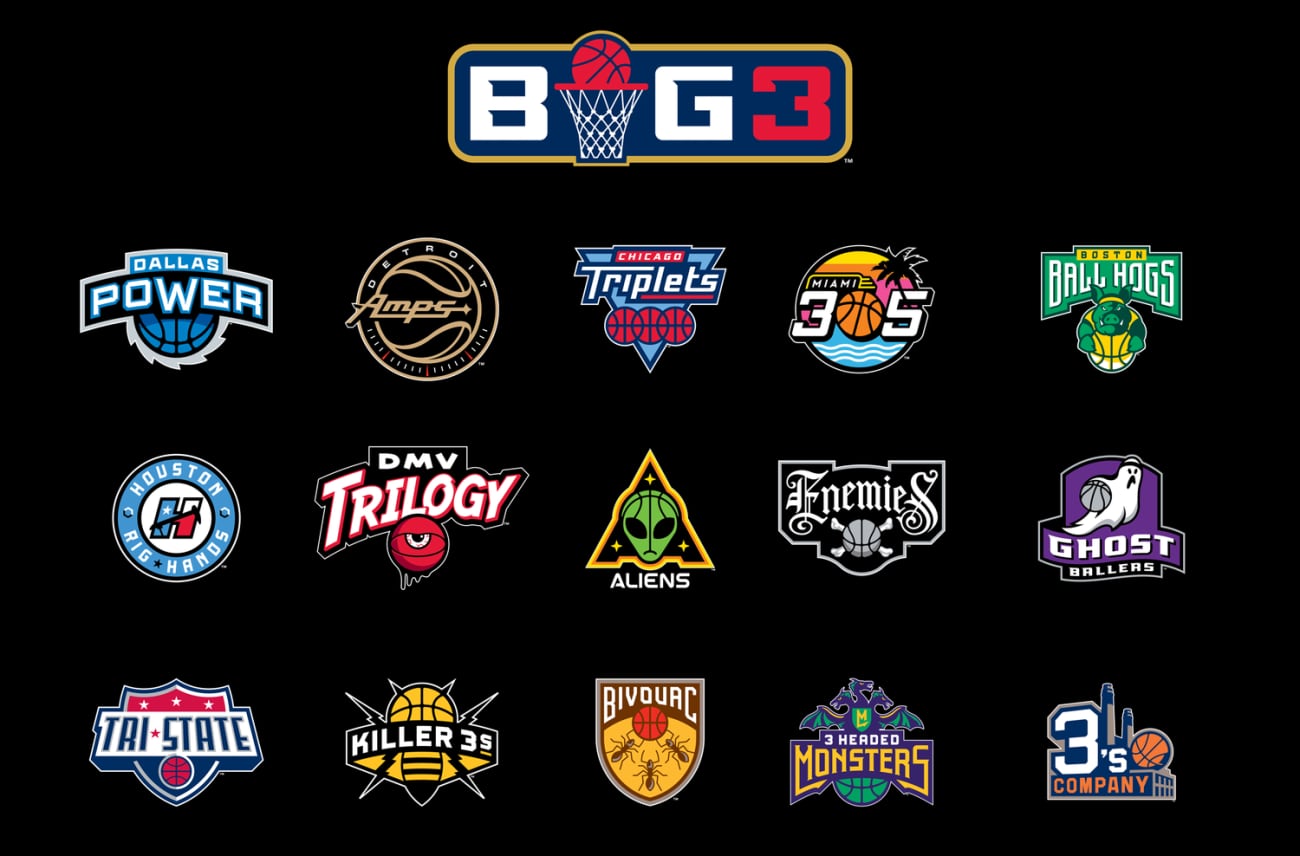 The BIG3 league logo and team logos designed by Todd Radom