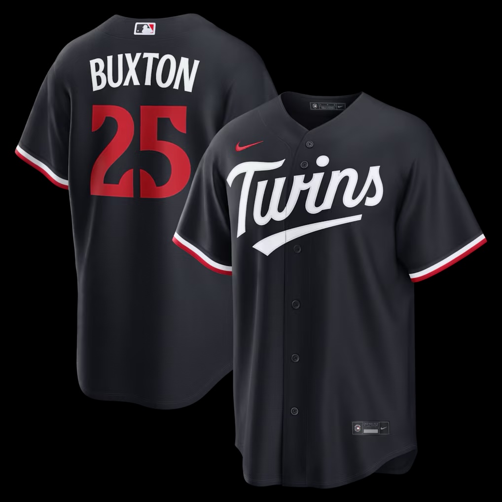 Minnesota Twins 2026 navy alternate jersey, navy with the white Twins script and red trim