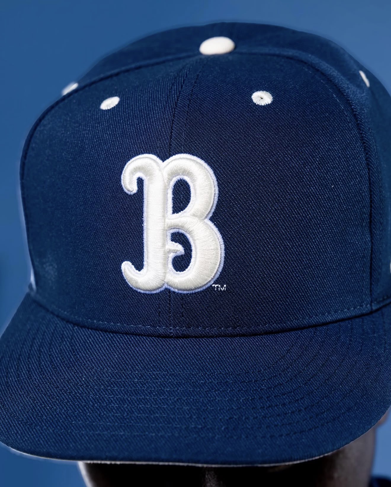 UCLA Bruins Jackie Robinson Edition hat with white B logo on navy