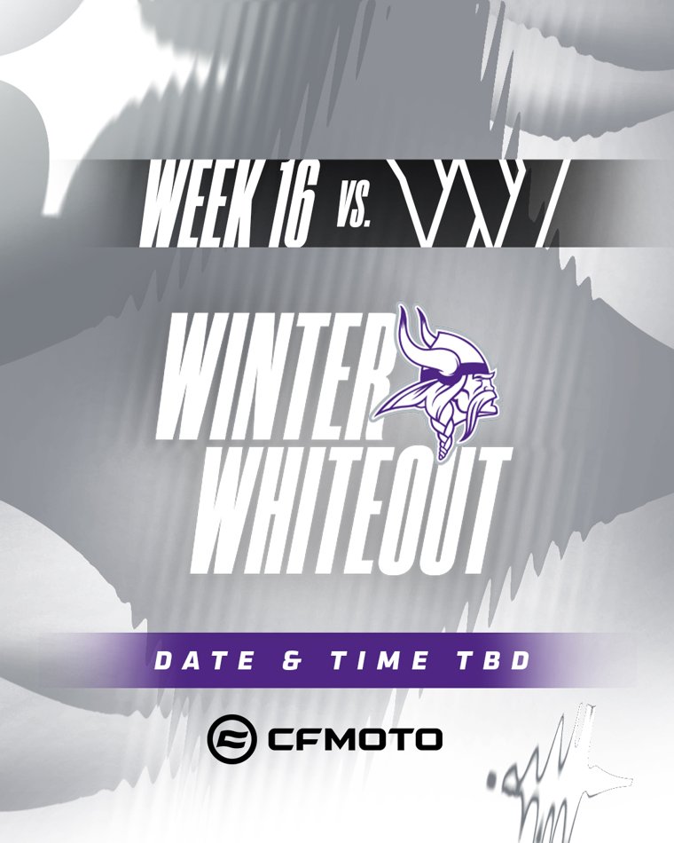 Minnesota Vikings Week 16 Winter Whiteout Winter Warrior uniform announcement vs the Washington Commanders, date and time to be determined