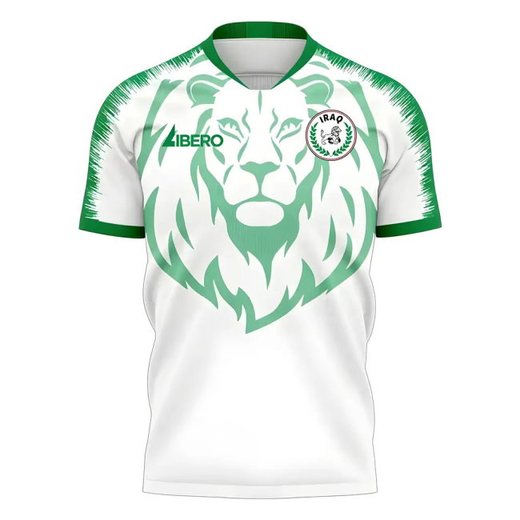 Iraq 2026 World Cup white away jersey with a tonal green lion graphic worn in the Group I match vs France
