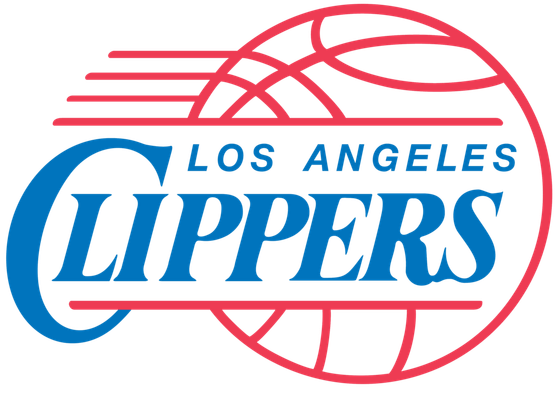 Los Angeles Clippers 1980s-2000s logo with the team name over a red-lined basketball