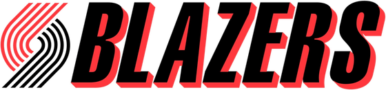 Portland Trail Blazers 1990s slanted pinwheel logo with BLAZERS wordmark